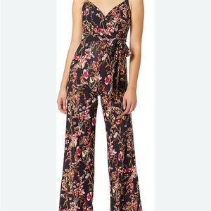 RACHEL Rachel Roy Floral Jumpsuit - Black and Pink